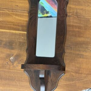 Wooden Wall Mirror with Shelf